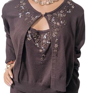 Embellished Brown Women's Sweater
